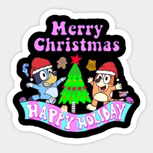 Merry Christmas and Happy Holiday // Bluey Sticker